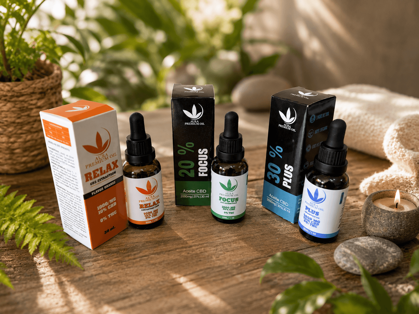 Línea Aura Premium Oil: Relax, Focus y Plus